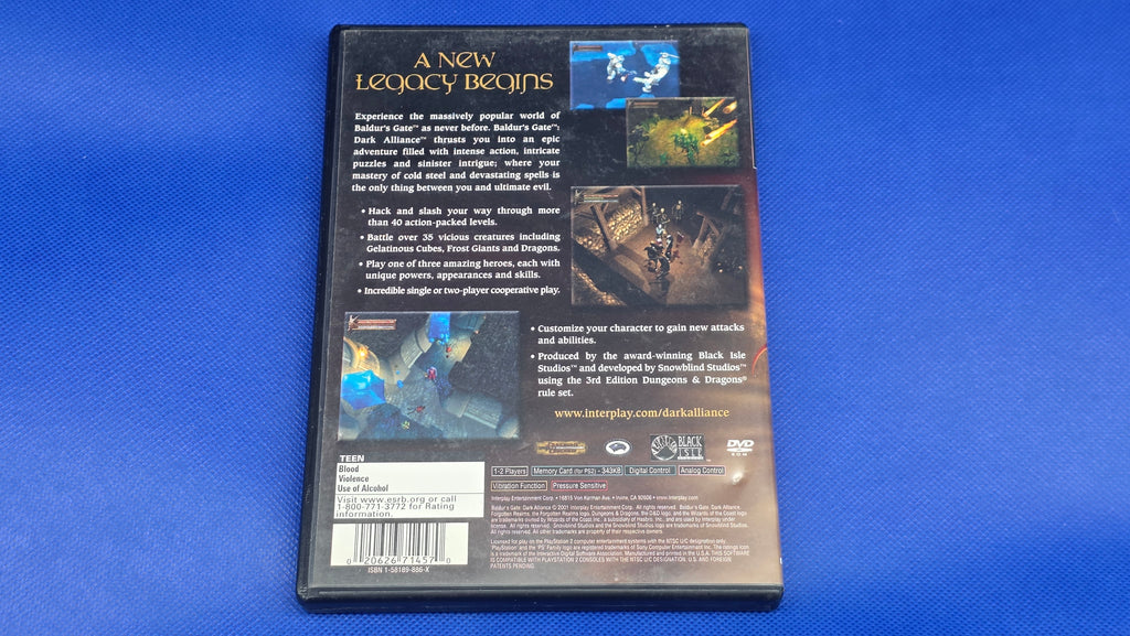 PS2  -  Baldur's Gate: Dark Alliance  -  #798