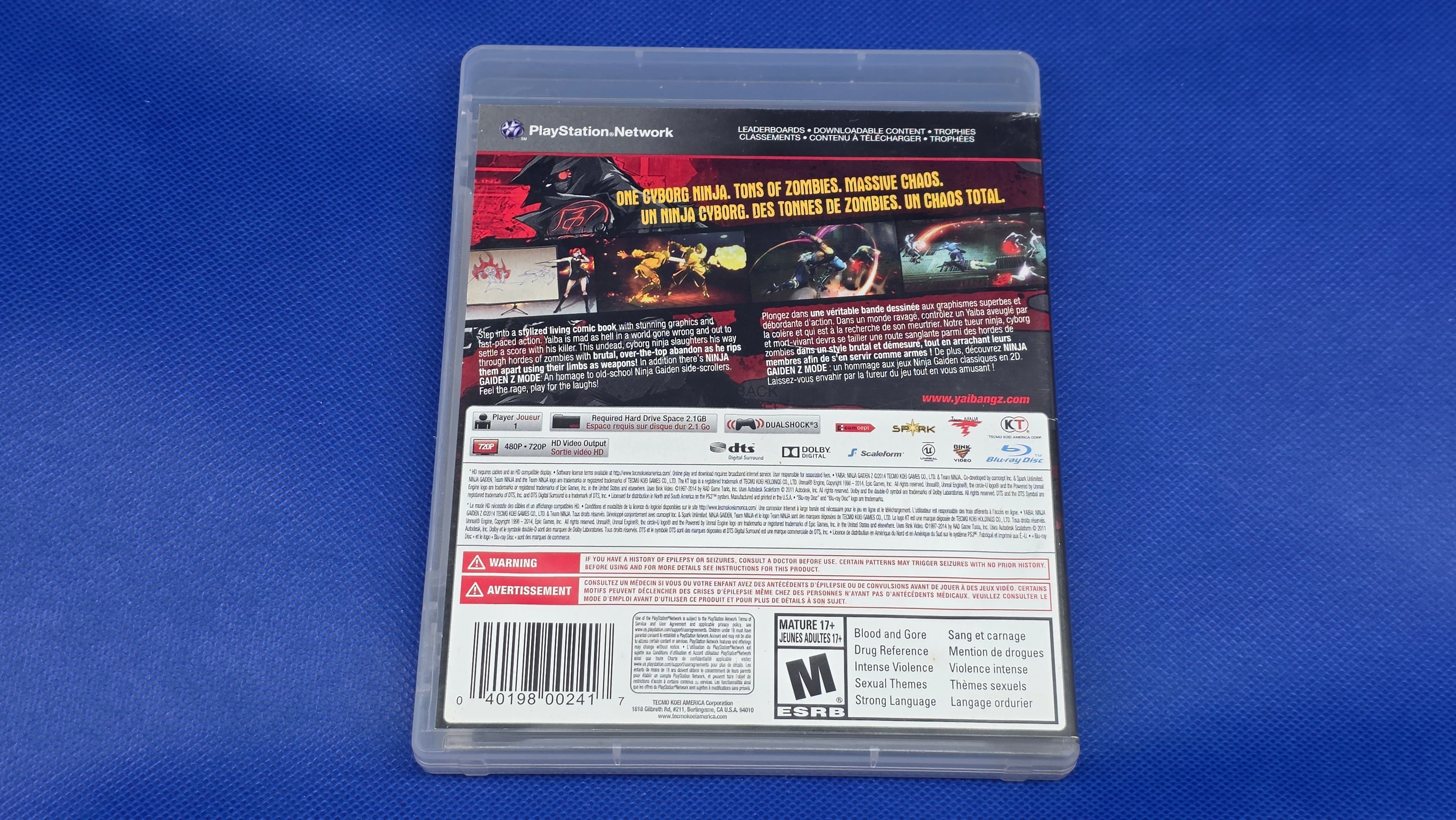 PS3  -  Yaiba Ninja Gaiden Z  -  #865