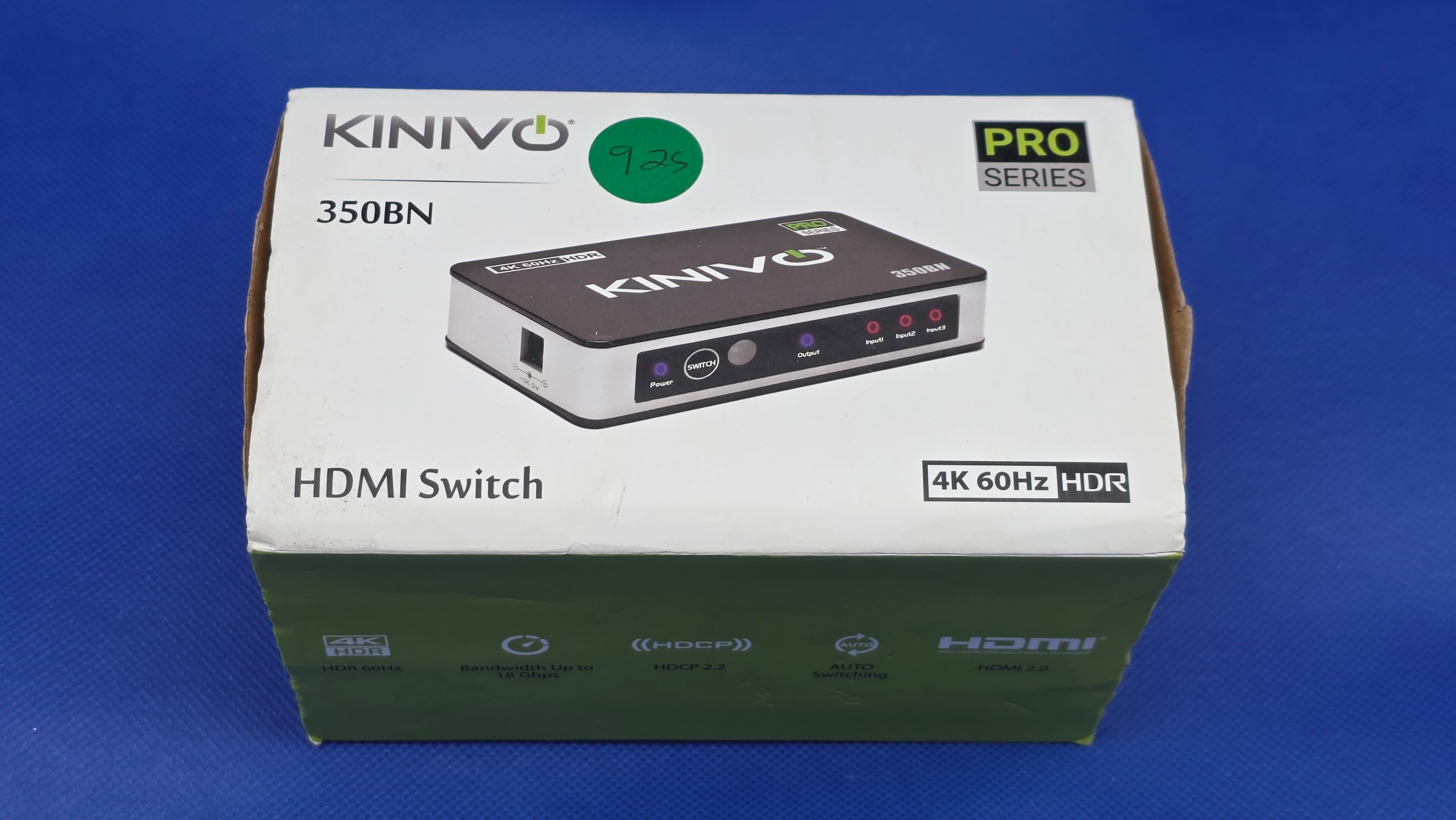 Kinivo HDMI Switch 4K HDR 350BN 3 in 1 Out, 4K 60Hz HDR With Remote And Charger